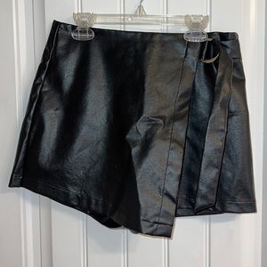 Black leather skort